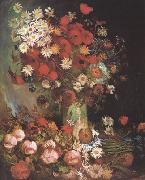 Vincent Van Gogh Vase wtih Poppies,Cornflowers,Peonies and Chrysanthemums (nn04) oil painting artist